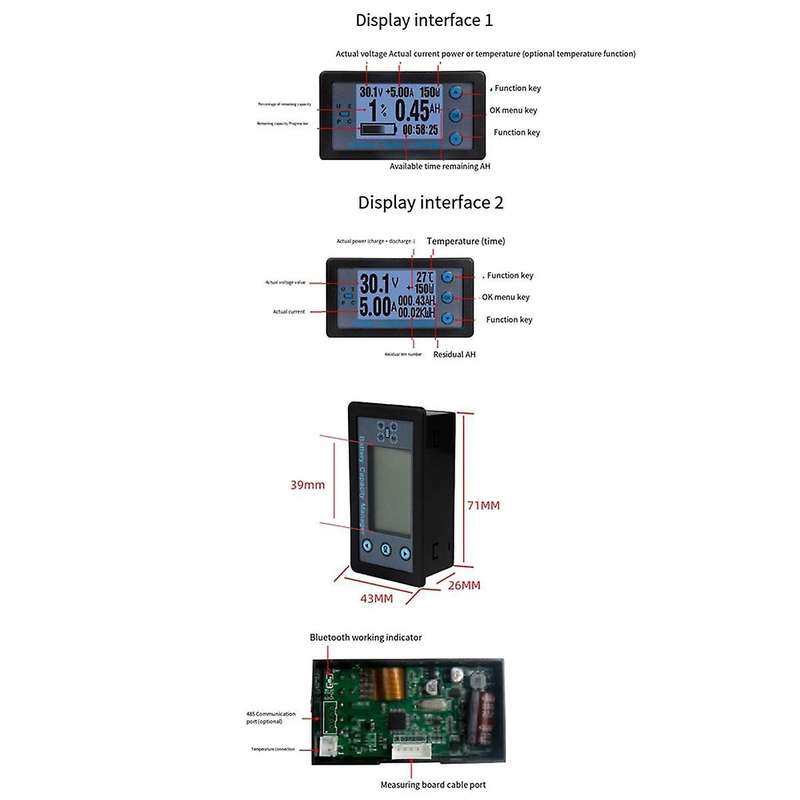 Va9510 Battery Capacity Manager Lcd Digital Voltage Current Power Meter Battery Capacity Coulometer
