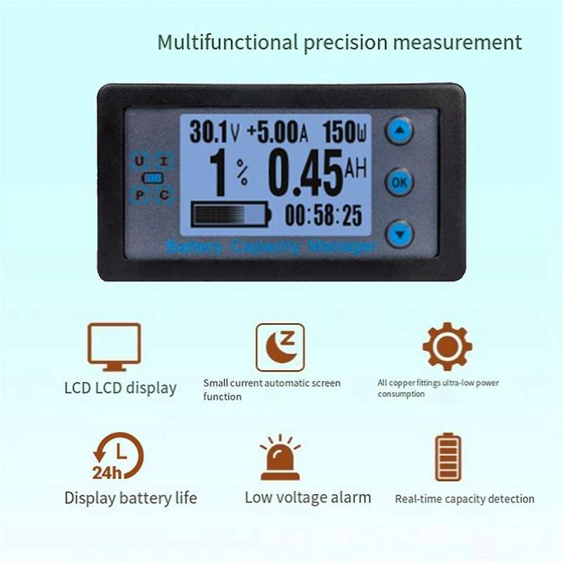 Va9510 Battery Capacity Manager Lcd Digital Voltage Current Power Meter Battery Capacity Coulometer