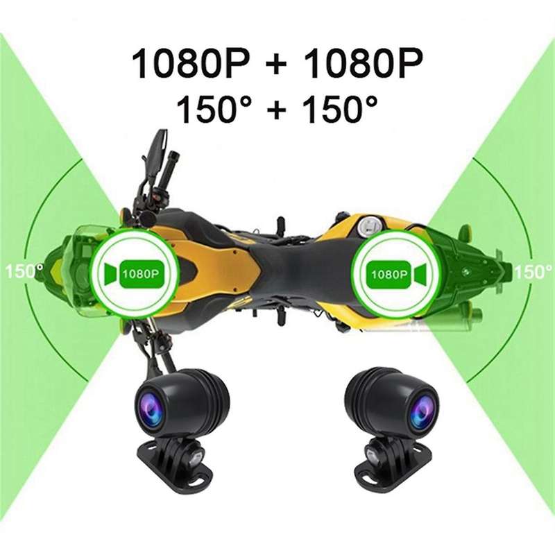 V9 Motorcycle Dashcam WiFi 1080P Front Rear Camera Waterproof Motorcycle Video Recorder Camera with