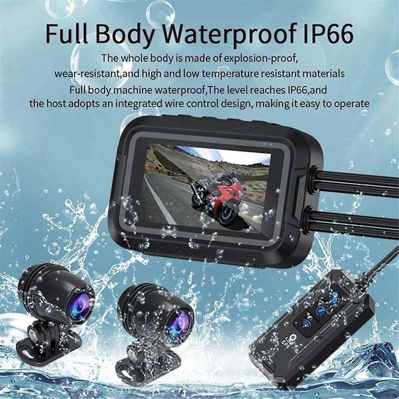 V9 Motorcycle Dashcam WiFi 1080P Front Rear Camera Waterproof Motorcycle Video Recorder Camera with