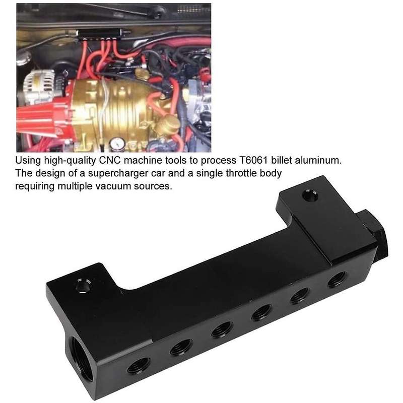 Vacuum Block Intake, 6 Port Vacuum Block Intake Manifold Kit Fuel Wastegate Turbo Boost 1/8 NPT for