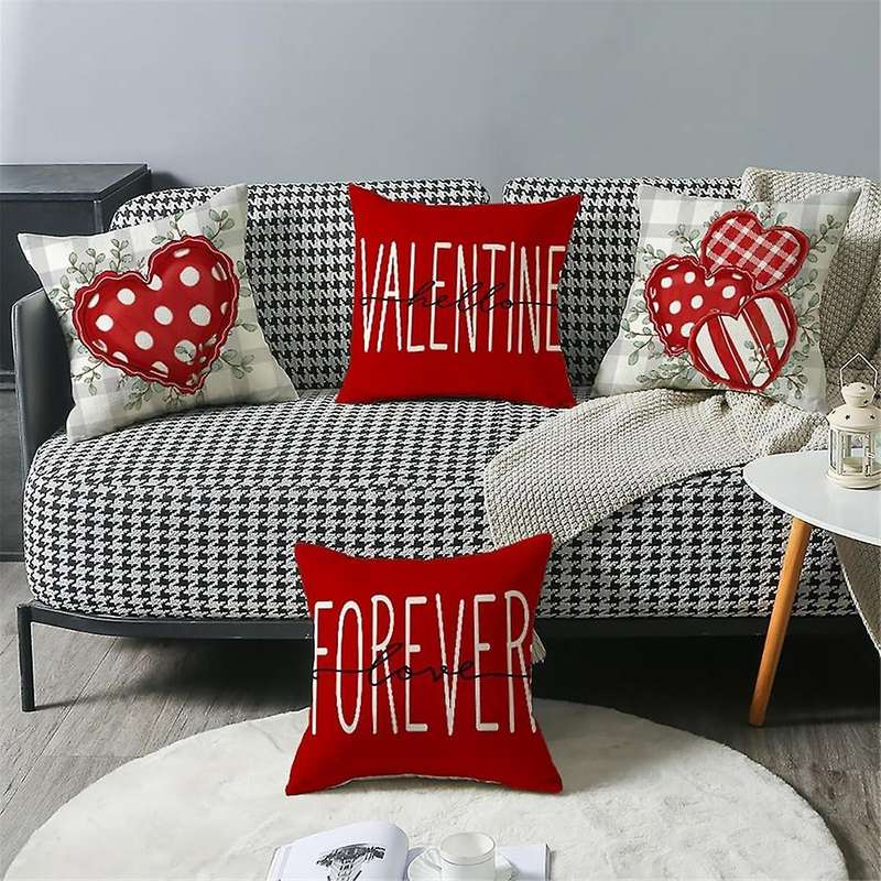 Valentine's Day Pillow Covers Forever Loves Eucalyptus Leaves Throw Pillow Covers, Love Hearts Cushi