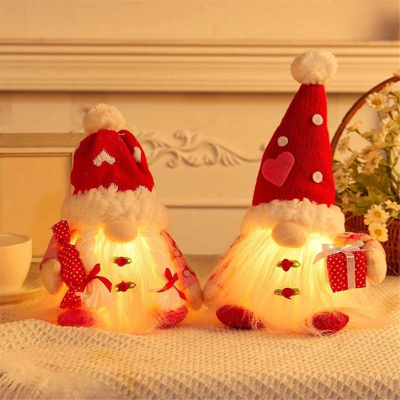 Valentine's Day Decorative Ornaments 2024 New Luminous Knitted Hat Doll Love Faceless Doll Tanabata