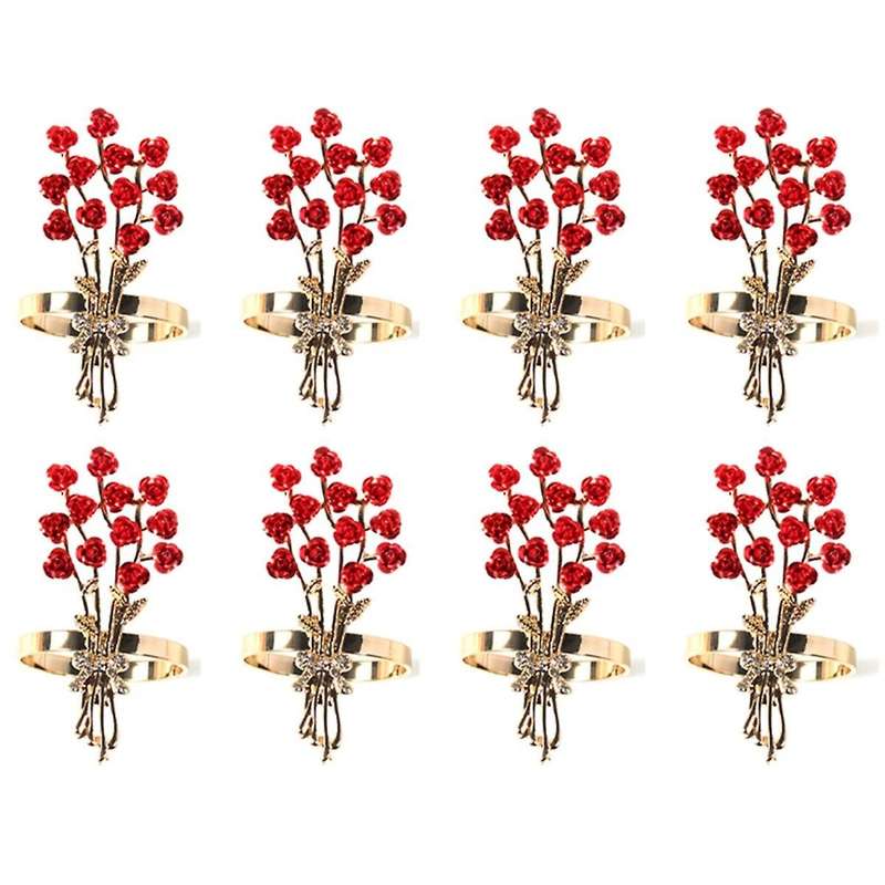 Valentine Roses Napkin Rings Set Of 12-handmade Dining Table Napkin Holder Wedding Festive Party Gif