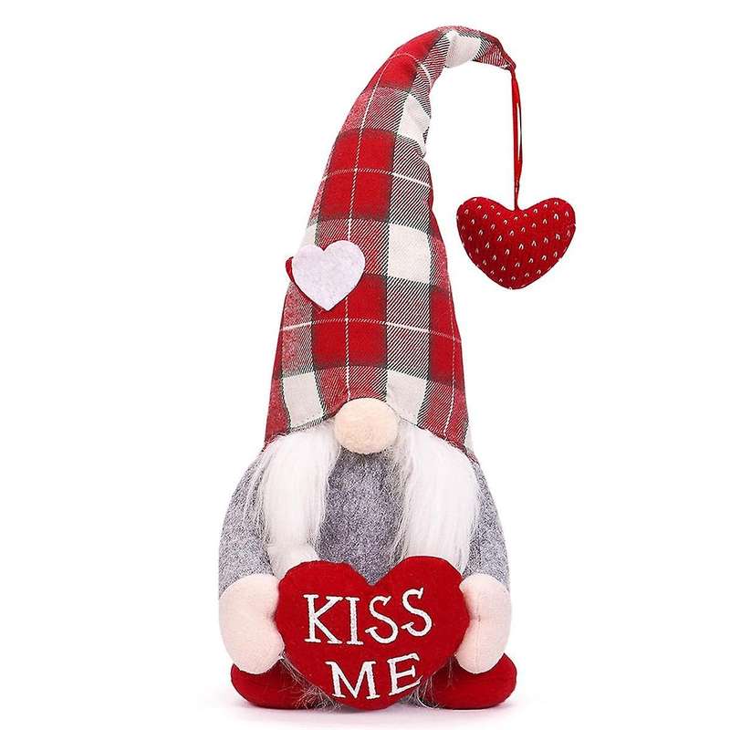 Valentines Day Gnome Decor - 2pcs Valentine Gnomes Plush Home Table Decorations, Mr & Mrs. Sweet Swe