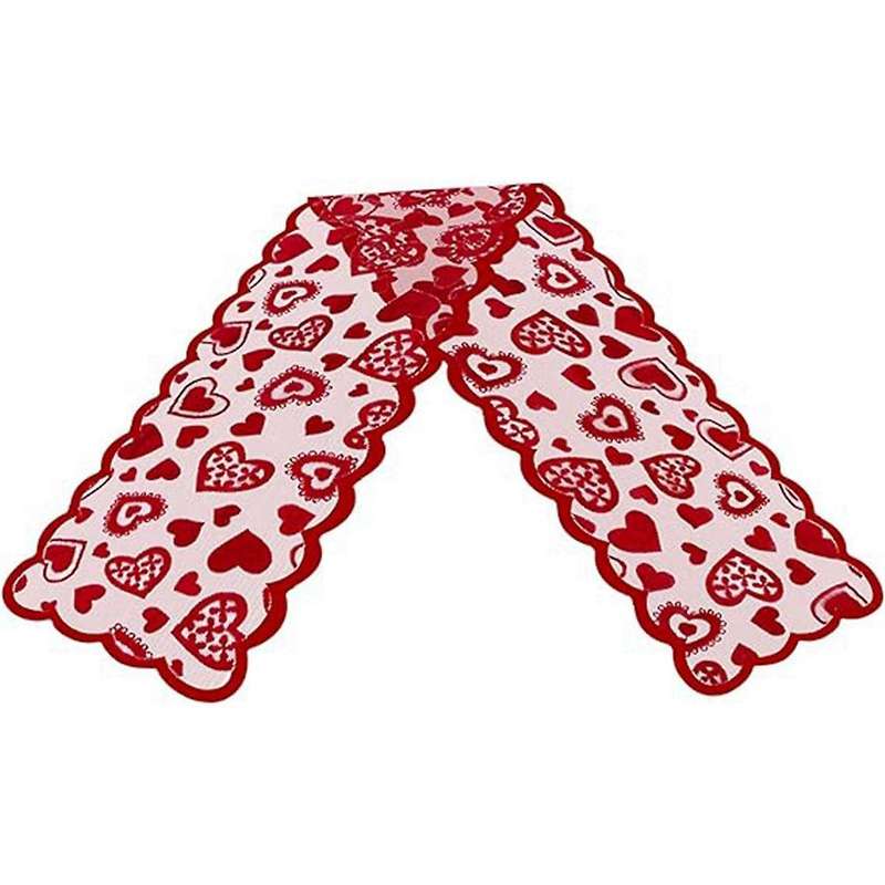 Valentines Day Decor Table Runner, 13 x 72Inch Red Lace Table Runner, Wedding Valentines Day Romanti