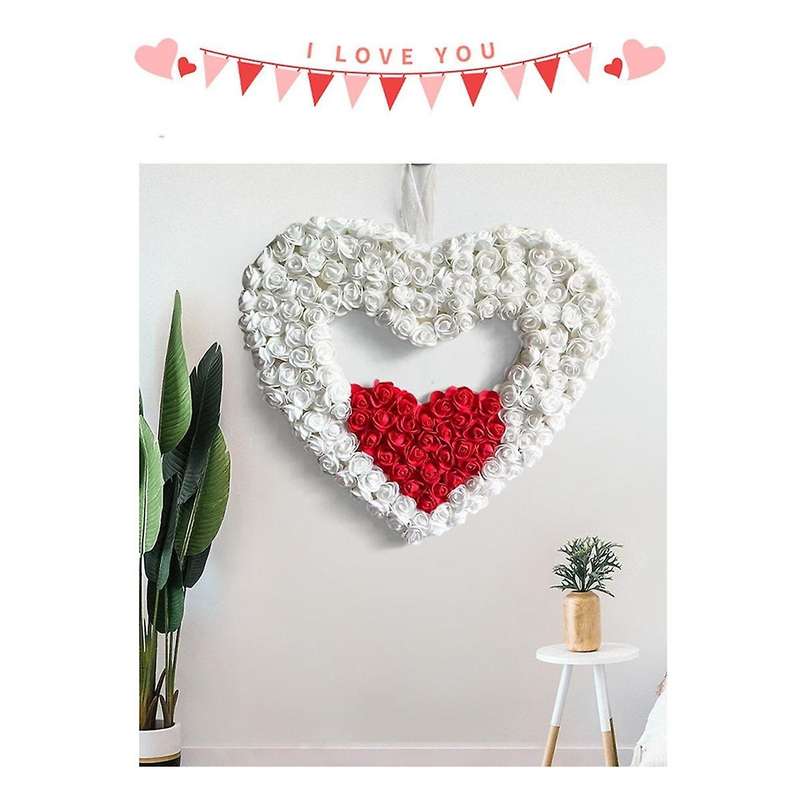 Valentine's Day Wreath,artificial Heart-shaped Wreath Rose Petal Wreaths for Front Door,valentine's