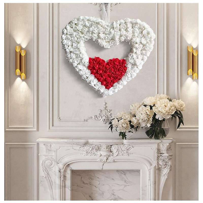 Valentine's Day Wreath,artificial Heart-shaped Wreath Rose Petal Wreaths for Front Door,valentine's
