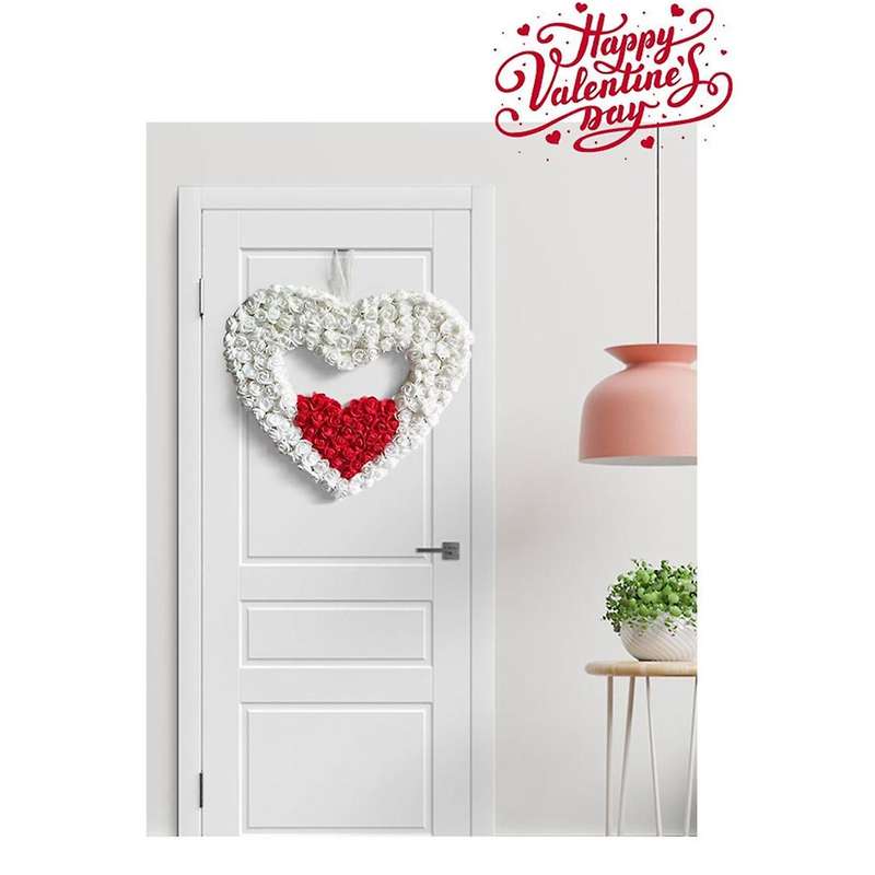 Valentine's Day Wreath,artificial Heart-shaped Wreath Rose Petal Wreaths for Front Door,valentine's