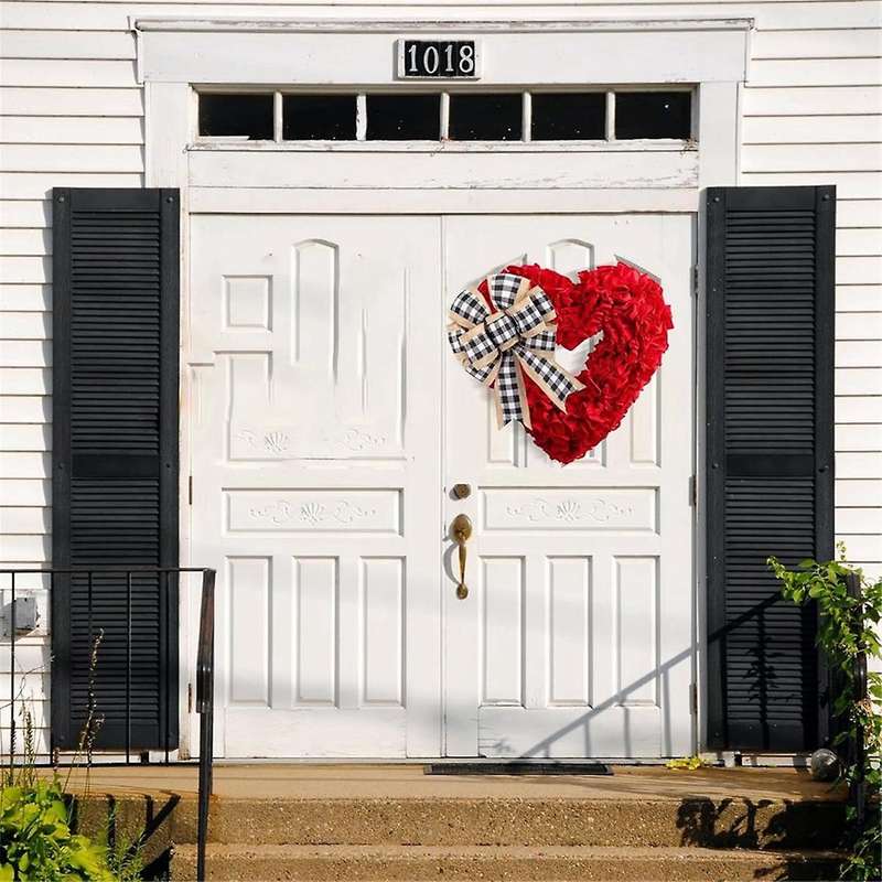 Valentines Day Decor - Wreaths for Front Door Outside 15.7inch Valentine Decoration for The Heart Sh
