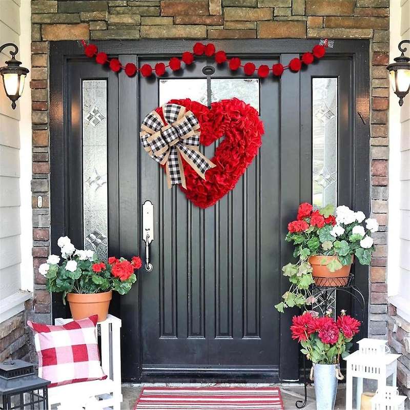 Valentines Day Decor - Wreaths for Front Door Outside 15.7inch Valentine Decoration for The Heart Sh