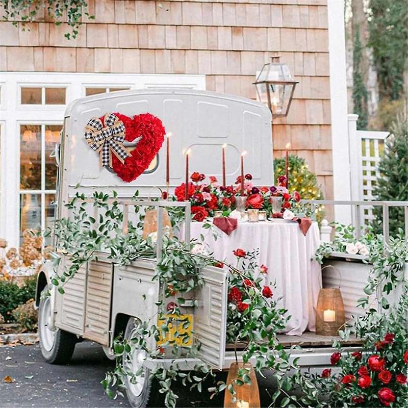 Valentines Day Decor - Wreaths for Front Door Outside 15.7inch Valentine Decoration for The Heart Sh