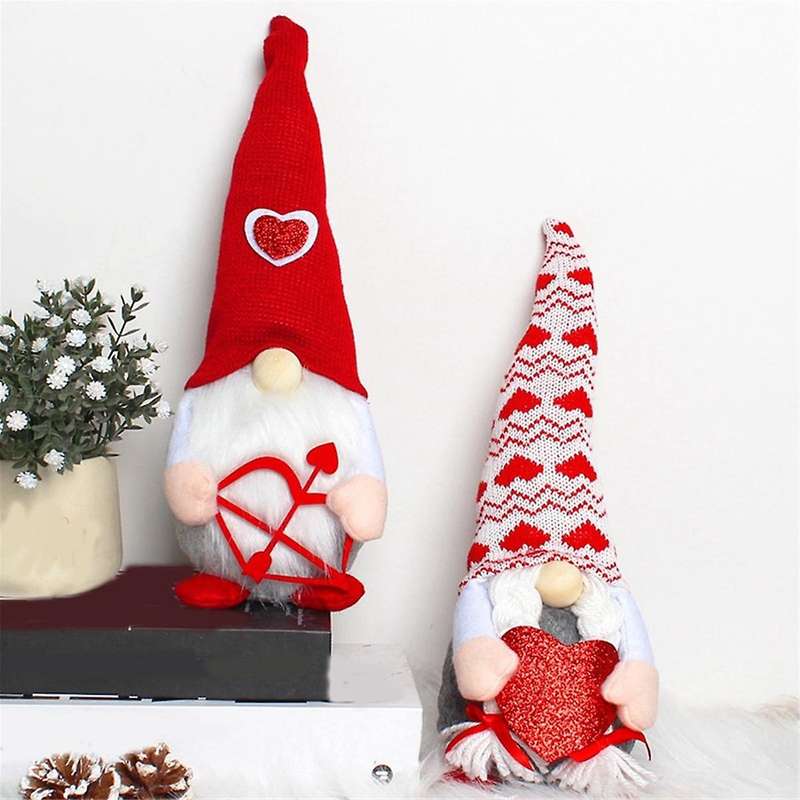 Valentines Gnome Plush Valentines Day Gnomes Decor 2pcs Mr and Mrs Swedish Tomte Gnome Valentine Gif