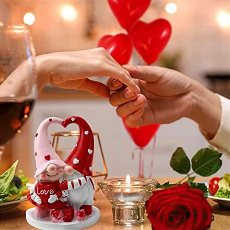 Valentines Day Gnomes Decor - Valentine Gnome Figurines Decoration for Home Table Ornaments Sweet Va