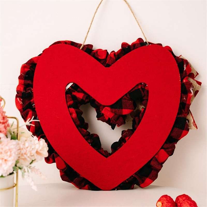 Valentines Day Wreath, Heart Shaped Door Wreath with Bow, Valentines Door Decor for Front Door Farmh