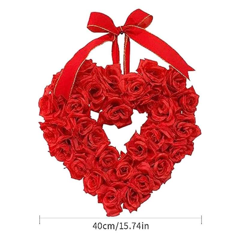 Valentines Day Wreaths for Front Door Wall Window Valentines Day Decoration Heart Wreath Garland Art