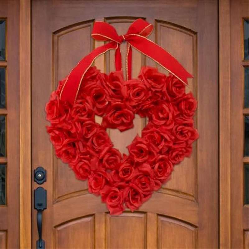 Valentines Day Wreaths for Front Door Wall Window Valentines Day Decoration Heart Wreath Garland Art
