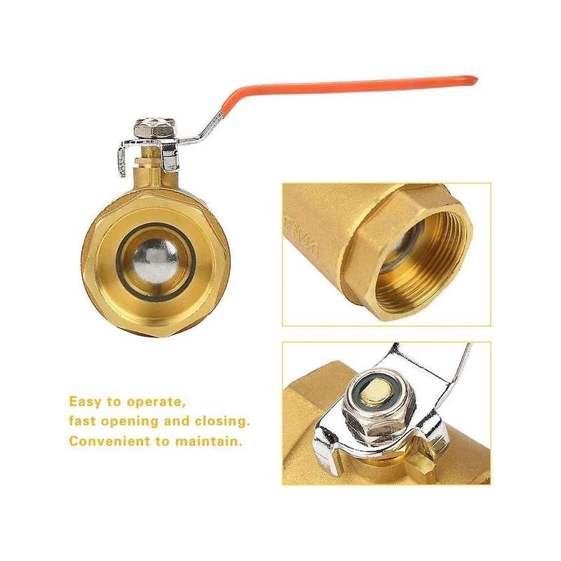 Valve, Thread Valve ShutOff Valve DN40 1-1/2BSP Brass Pipe Valve 1.6MPa for Water Oil Gas