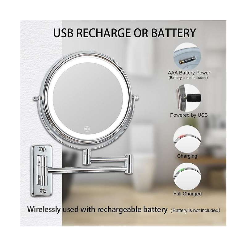 Vanity Mirror 1/10X Magnifier 8 Inch Swivel with Extension Arm Lamp Vanity&Bathroom Mirror with 3