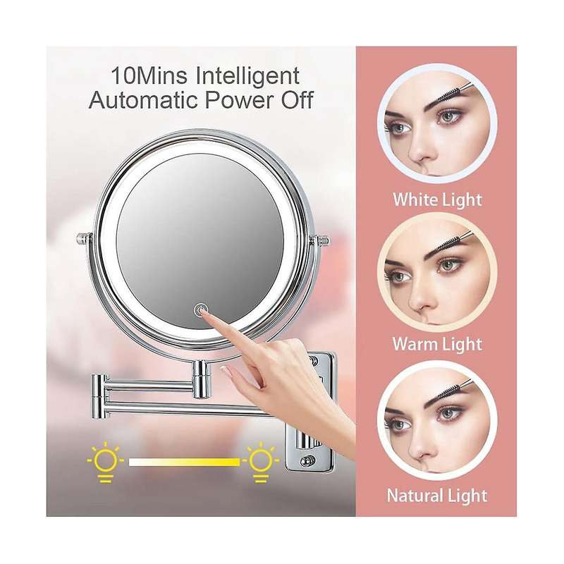 Vanity Mirror 1/10X Magnifier 8 Inch Swivel with Extension Arm Lamp Vanity&Bathroom Mirror with 3