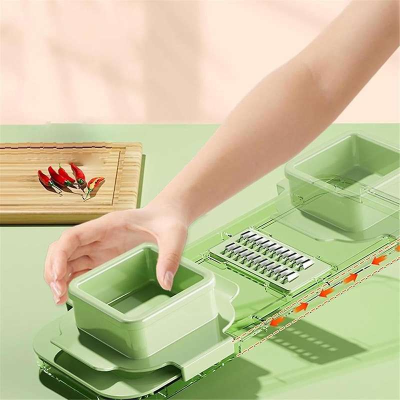 Vegetable Choppers Multifunctional Food Grater 6 Cutting Tools Round Vegetable Choppers with Contain