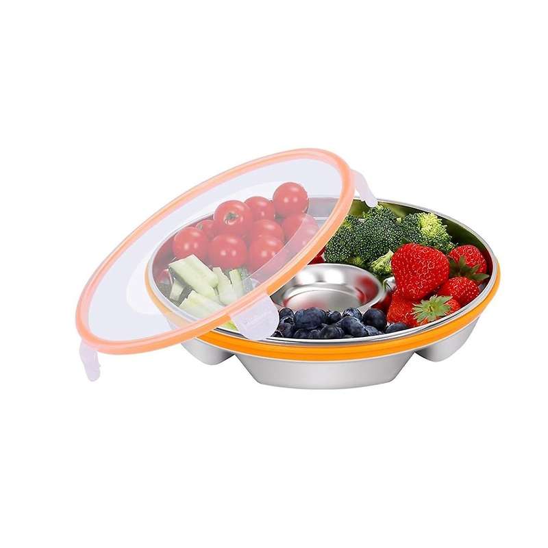 Veggie Tray with Lid and Dip,Divided Serving Tray with Lid Snack Tray with Lid for Party Platter,Rel