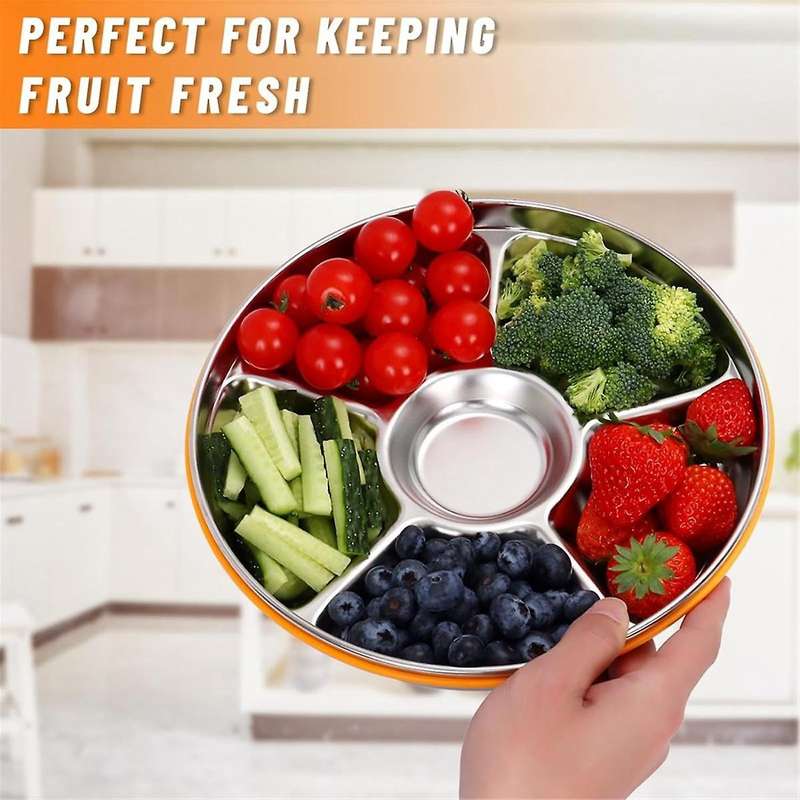 Veggie Tray with Lid and Dip,Divided Serving Tray with Lid Snack Tray with Lid for Party Platter,Rel