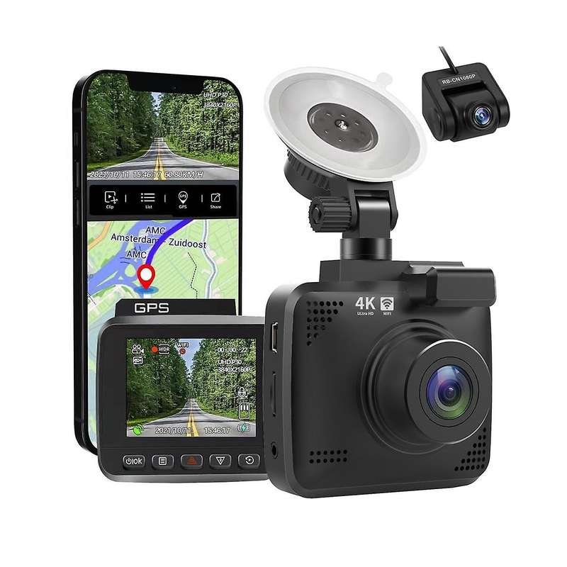 Vehicle Dvr 4k 3840x2160p Wifi Gps Front and Rear View Camera Hd Driving Recorder Night Vision Drivi