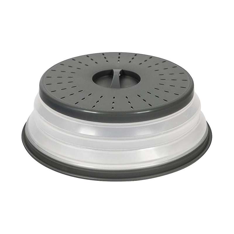 Vented Collapsible Medium Cover (charcoal) - Splatter Guard & Colander Kitchen Gadget for Food & Me