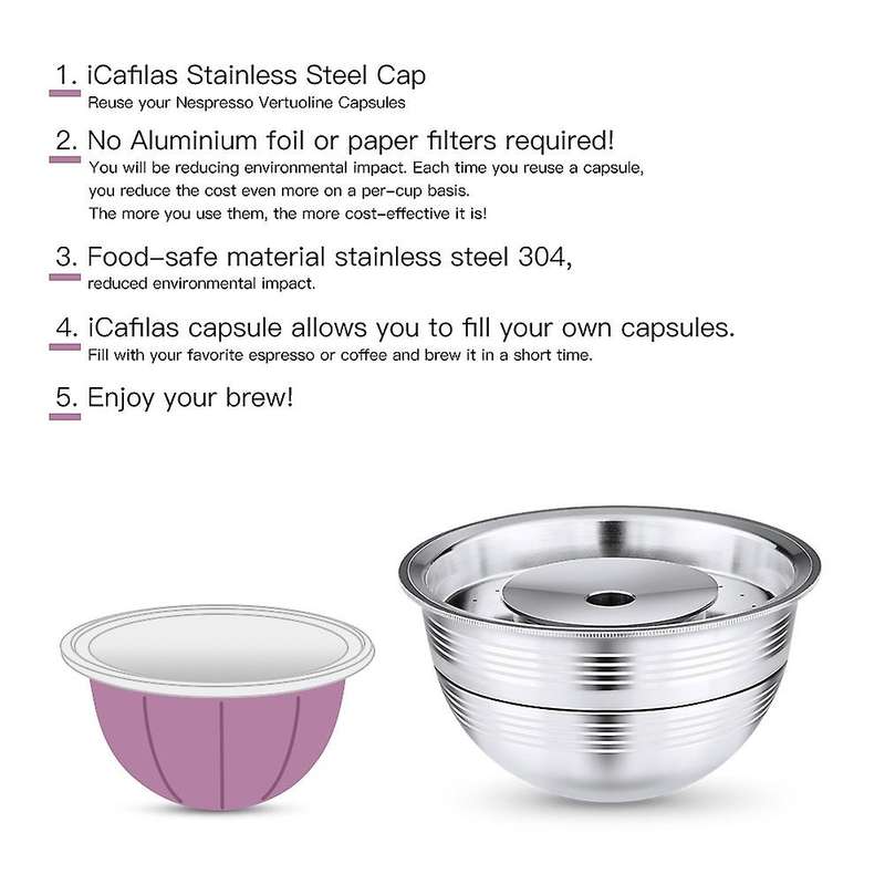 Vertuo Coffee Filters for Vertuoline Next & Plus ENV135 Refillable Stainless Steel Coffee Capsule Po