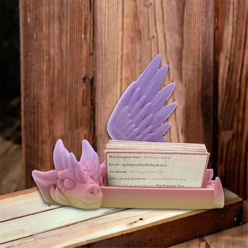 Vertical Business Card Holder for Desk 3D Dragon Printed Business Card Organizer Desk Organizer Bus
