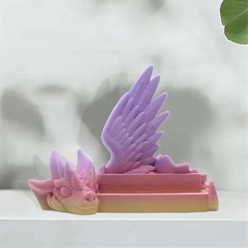 Vertical Business Card Holder for Desk 3D Dragon Printed Business Card Organizer Desk Organizer Bus