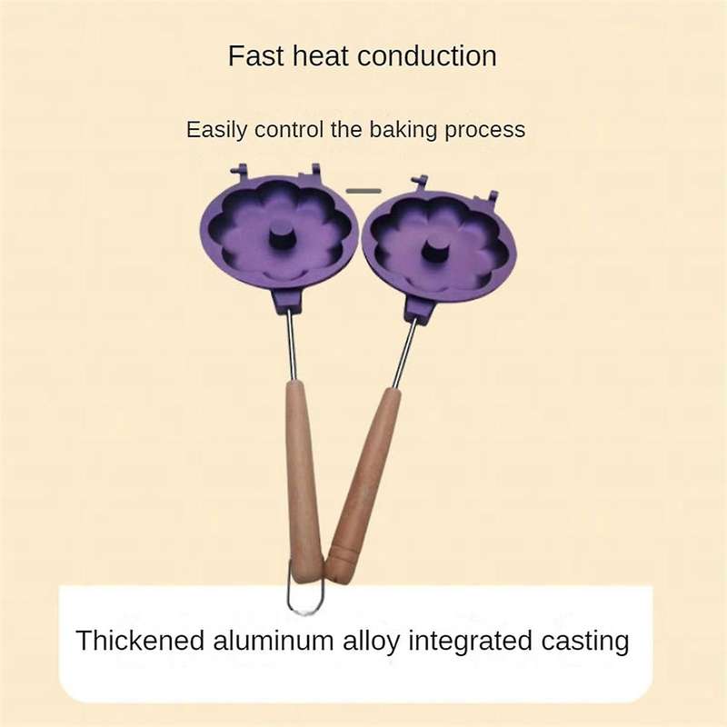 Versatile Non-stick Aluminum Doughnuts Cake Baking Mold, Sandwich Pan with Removable Handle for Camp
