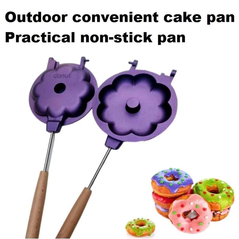 Versatile Non-stick Aluminum Doughnuts Cake Baking Mold, Sandwich Pan with Removable Handle for Camp