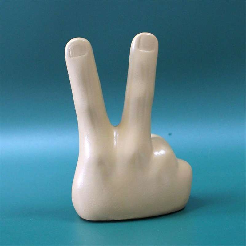 Victory Gesture Statue Finger Gesture Sculpture, Thumbs Finger Model for Office Desktop Bookcase Orn