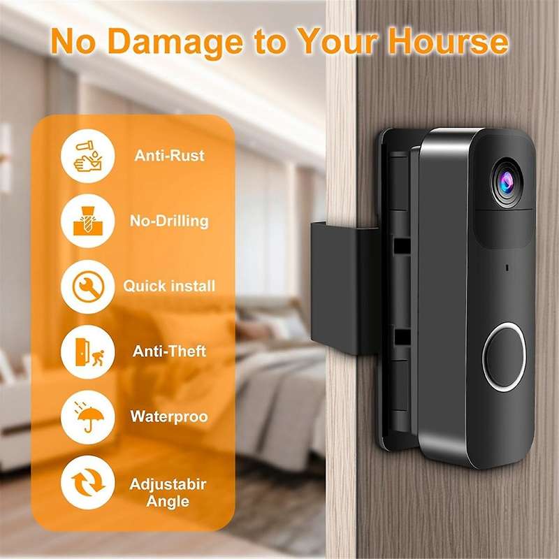 Video Doorbell Anti-Theft Bracket Door Mount Camera No Drill Ring Safety System Home Security System