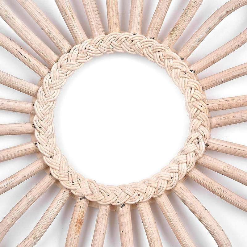 Vintage Round Decorative Wall Mirror Frame Bohemian Chic Wall Hanging Mirror Rattan Frame