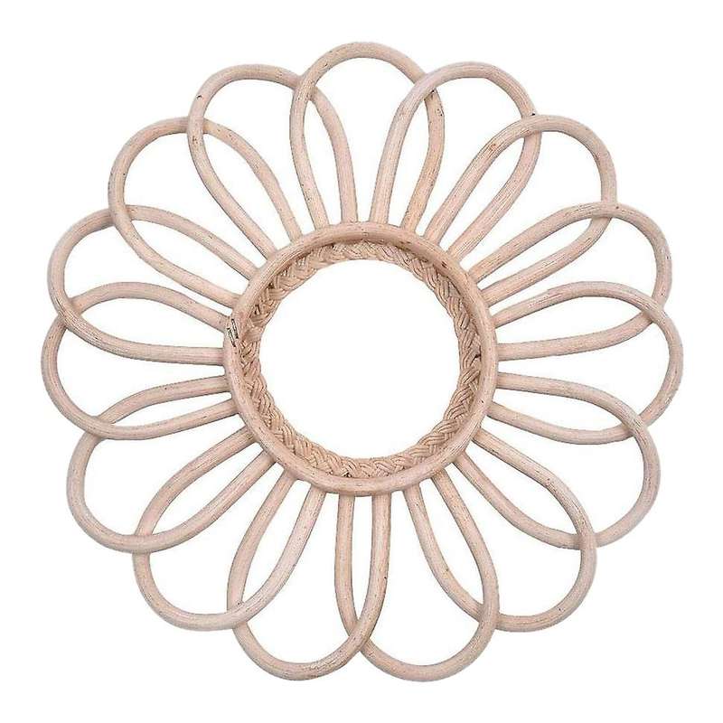 Vintage Round Decorative Wall Mirror Frame Bohemian Chic Wall Hanging Mirror Rattan Frame