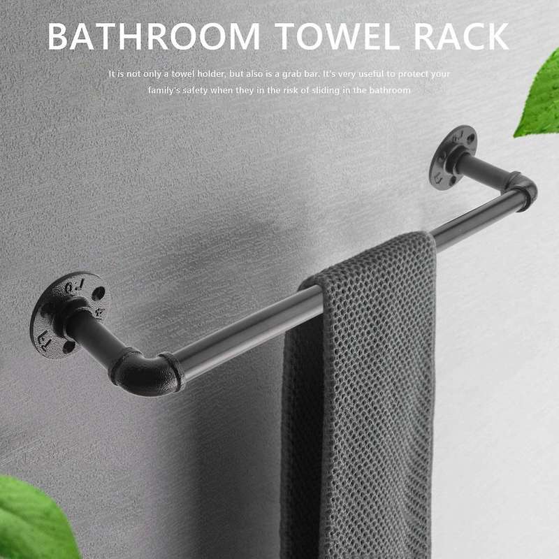 Vintage Industrial Pipe Towel Holder Wall Mounted Metal Towel Rack