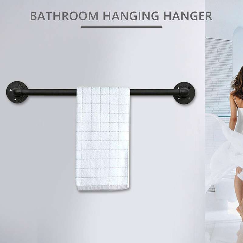 Vintage Industrial Pipe Towel Holder Wall Mounted Metal Towel Rack