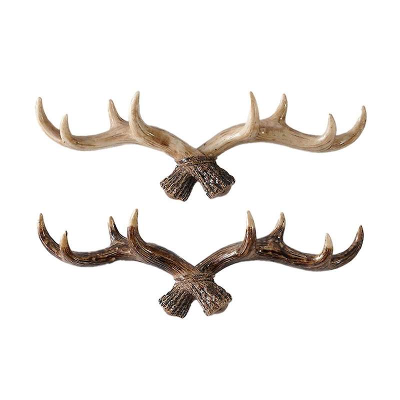 Vintage Deer Horn Hook Resin Key Hooks Holder Wall Mounted Cap Coat Hanger Rack Living Room Bathroom
