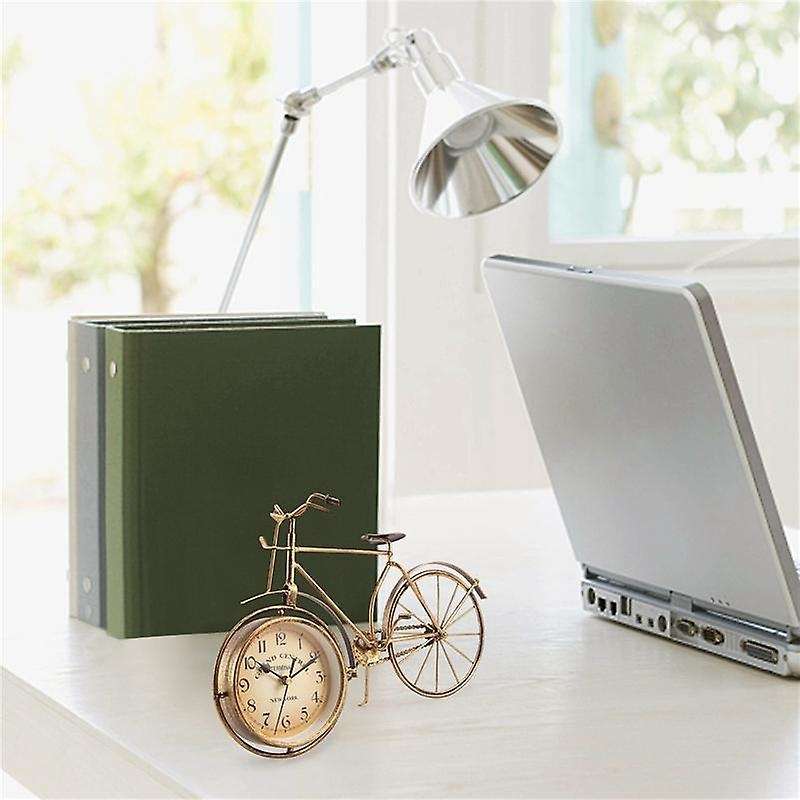 Vintage Iron Bicycle Type Table Clock Classic Non-ticking Silent Retro Decorative Bike Clock for Li