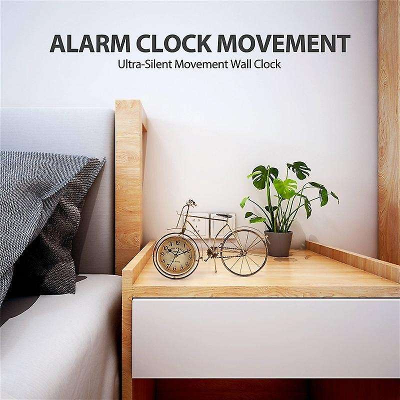 Vintage Iron Bicycle Type Table Clock Classic Non-ticking Silent Retro Decorative Bike Clock for Li