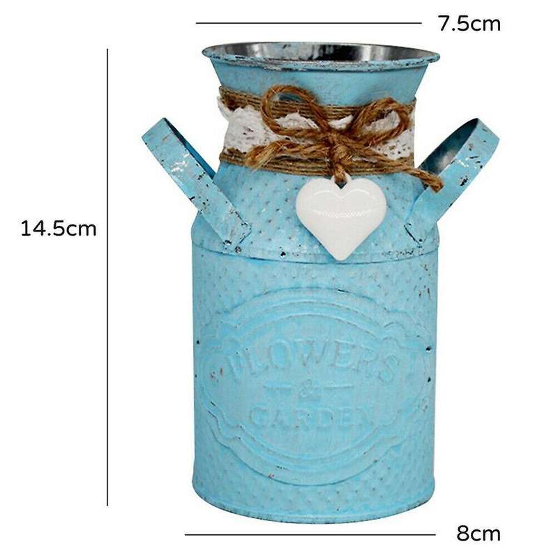Vintage Shabby Chic Flower Vase Tin Pitcher Jug Metal Wedding Home Decor-Pink
