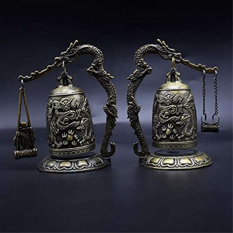 Vintage Small Dragon Bell Collectibles Ornaments, Good Lucky Bell, Meditation Home Office Decor
