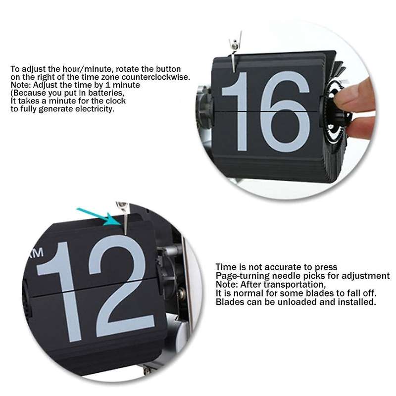Vintage Table Clock Automatic Page Turning Clock Double Foot Small Scales Flip Desk Clock Home/offi
