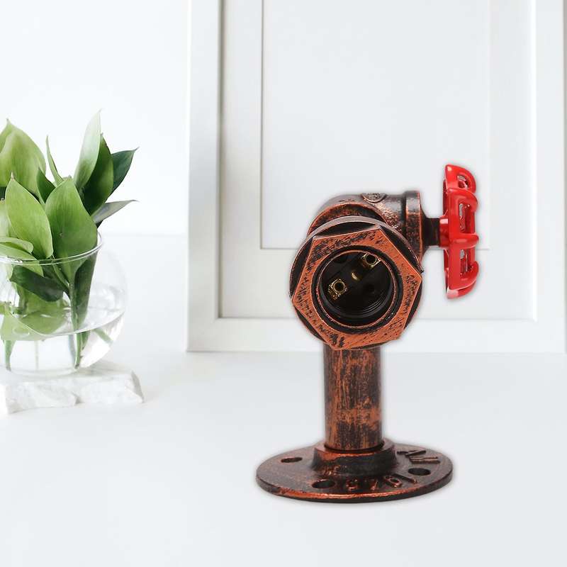 Vintage Water Pipe Wall Lamp Faucet Shape Punk Loft Industrial Iron Rust Retro Home Bar Decors Red