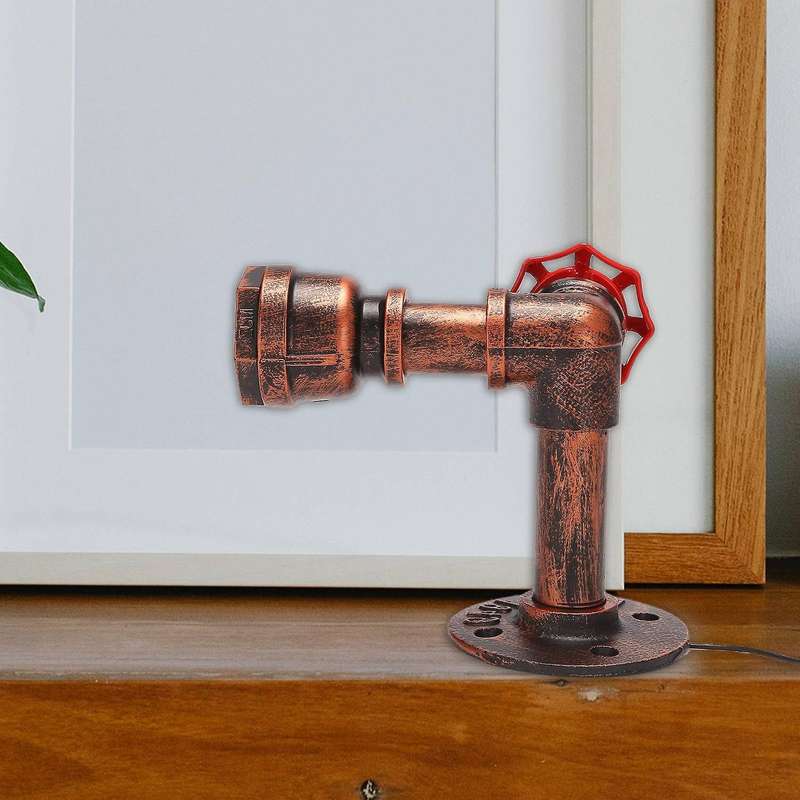 Vintage Water Pipe Wall Lamp Faucet Shape Punk Loft Industrial Iron Rust Retro Home Bar Decors Red