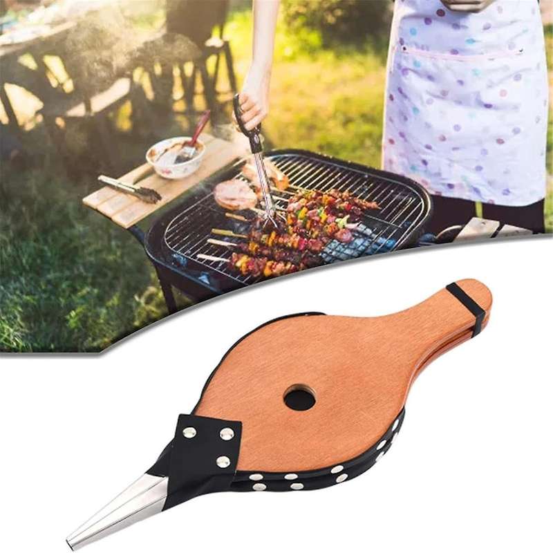 Vintage Wooden Manual Handmade Air Blower Fan Blower for Barbecue Bellows Outdoor Cooking Picnic Cam