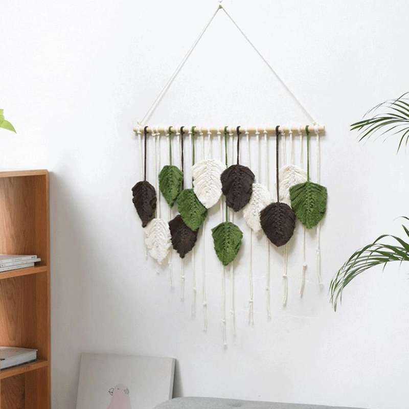 Feather Boho Wall Decor Woven Tassels Cotton Ornaments Tapestry B